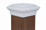 Eight by eight White Flat Top deck Post Cap for wooden posts.