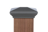 Four by Six Mined Coal Gray Pyramid Post Cap. Fits three and one half inch by five and one half inch posts.