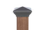 Four by four nominal Gray Pyramid Top Post Cap for wooden posts.  