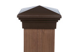 Eight inch by eight inch Brown Pyramid Top Fence Post Cap for wooden posts.