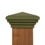 Four by four nominal Green Pyramid Top Post Cap for wooden posts.  