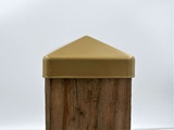 4x4 Gold Post Cap on a 3.5" wood post.