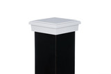 Four by four White Slim Profile Pyramid Post Cap. Actual Measurements fit three and one half inch post.