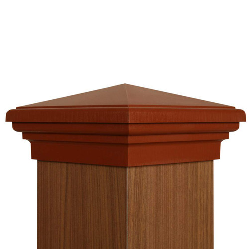 4x6 Post Cap Cedar Color Pyramid Top │Fence Post Caps │ Made In USA