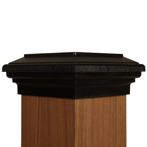 Six by six (6x6) Black Flat Top Post Cap for wooden posts.  
