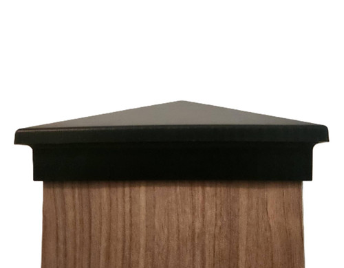 6x6 black post cap slim line 5.5" x5.5" Tough-Cap on white background