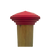 front view of a 4x4 red post cap on a pressure treated wood post