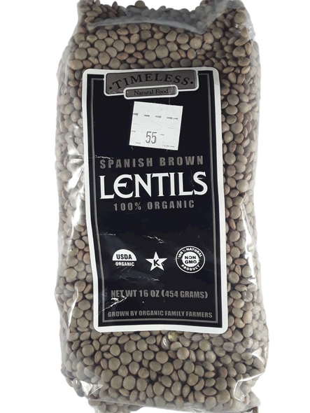 Lentils, Spanish Brown, Organic, 16 oz -Lentejas, Café Español, Orgánicas, 16 oz