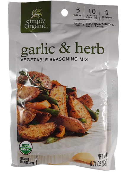 Garlic & Herb Vegetable Seasoning Mix, Organic, 20g Mezcla de Condimentos Vegetales de Ajo y Hierbas, Orgánica, 20g