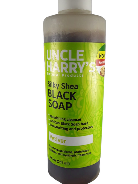 Black Soap, Vetiver, Silky Shea, 237 ml -Jabón Negro, Vetiver, Karité Sedoso, 237 ml