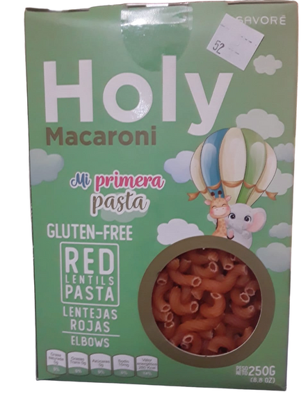 Macaroni, Red Lentil, Children's, 250g -Macarrones, Lenteja Roja, Niños, 250g
