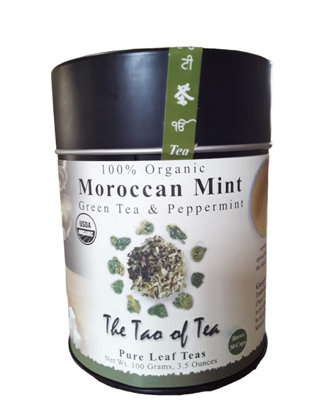 Tea, Moroccan Mint, Green Tea & Peppermint, Organic, 3.5 oz -Té, Menta Marroquí, Té Verde y Menta, Orgánica, 100g