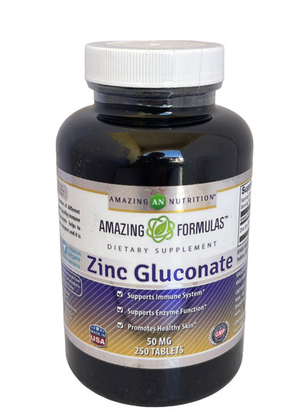 Zinc Gluconate, 50mg, 250 Tablets - Gluconato de Zinc, 50mg, 250 Tabletas