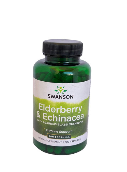 Elderberry & Echinacea, with Agaracis Blazei, 120 Capsules - Saúco y Equinácea, con Agaracis Blazei, 120 Cápsulas