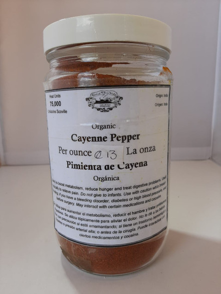Cayenne Chili Pepper, Ground,  (35,000 Hu),  Organic - Cayena Organica