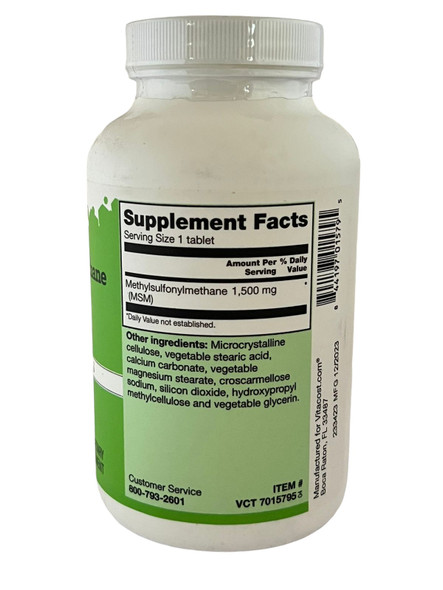 Methylsulfonylmethane, MSM, 1500mg, 120 Tablets -Metilsulfonilmetano, MSM, 1500mg, 120 Tabletas