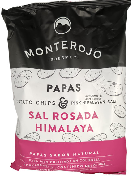 Potato Chips, Pink Himalayan Salt, 100g -Papas, Sal Rosa del Himalaya, 100g