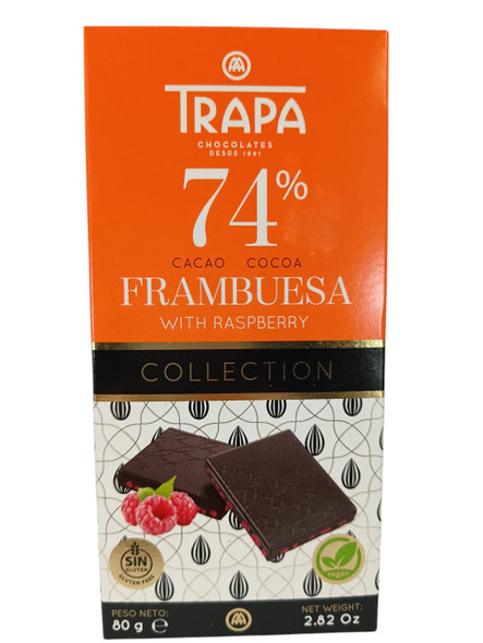 Chocolate, 74%, Raspberry, 2.82 oz - Chocolate, Frambruesa, 74%, 80g