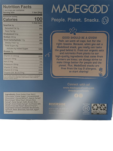 Granola Bars, Vanilla, Organic, 5 Bars -Barritas de Granola, Vainilla, Orgánicas, 5 Barritas