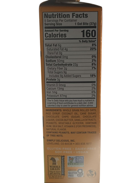 Peanut Butter Chocolate Chip Oat Bites, 5 Oat Bites - Bocaditos de avena con mantequilla de maní y chispas de chocolate, 5 bocaditos