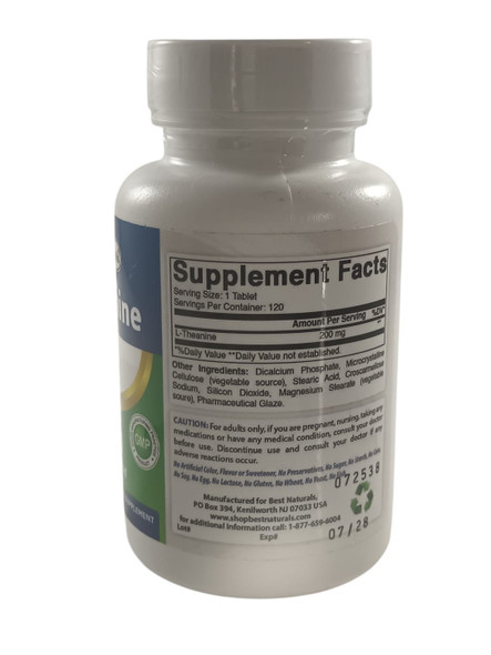 L-Theanine, 200mg, 120 Tablets - - L-teanina, 200 mg, 120 comprimidos