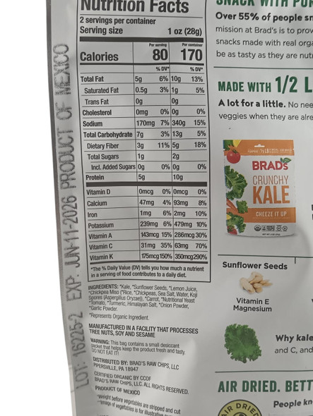 Kale, Cheeze, Organic, 2 oz. -Kale, Queso, Orgánico, 56 g