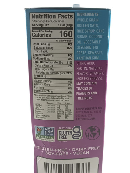 Fig Bars, Original, Gluten-Free, 5 Bars -Barritas de higo, Original, sin gluten, 5 barritas