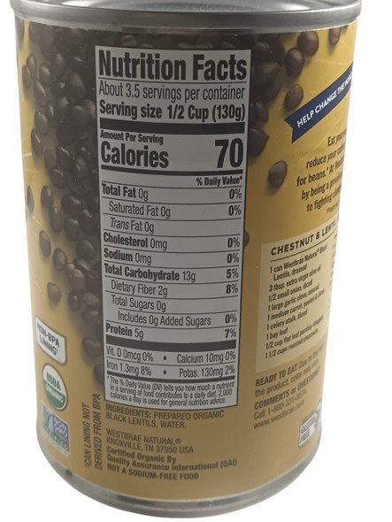 Black Lentils, Organic, No Salt Added - Lentejas Negras, Orgánicas, Sin Sal Añadida