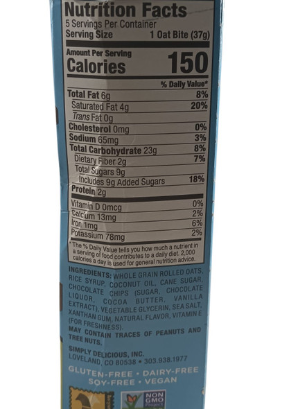 Chocolate Chip Oat Bites, Gluten-Free, 5 Oat Bites - Bocaditos de avena con trocitos de chocolate, sin gluten, 5 unidades