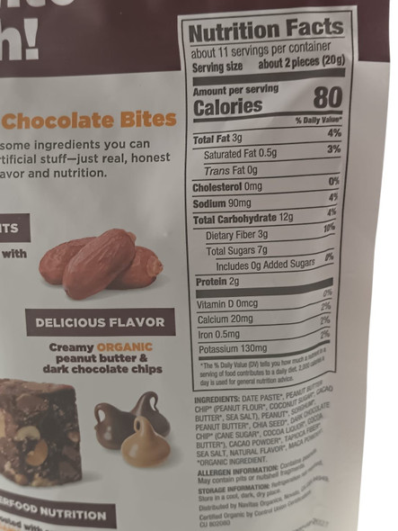 Salted Peanut Chocolate Bites, Organic, 8 oz. - Bocaditos de chocolate con maní salado, Orgánicos, 227 g