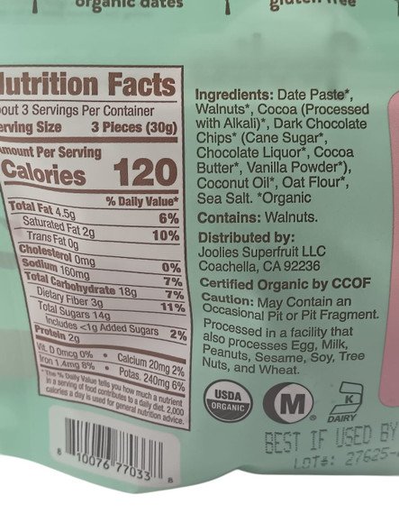 Date Pops, Brownie, Organic, 3.5 oz. - Bombones de Dátil, Brownie, Orgánico, 100 g