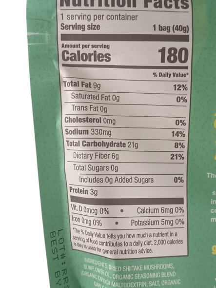 Mushroom Chips, Rosemary & Salt, 1.4 oz - Chips de hongo, Romero y Sal, 40 g