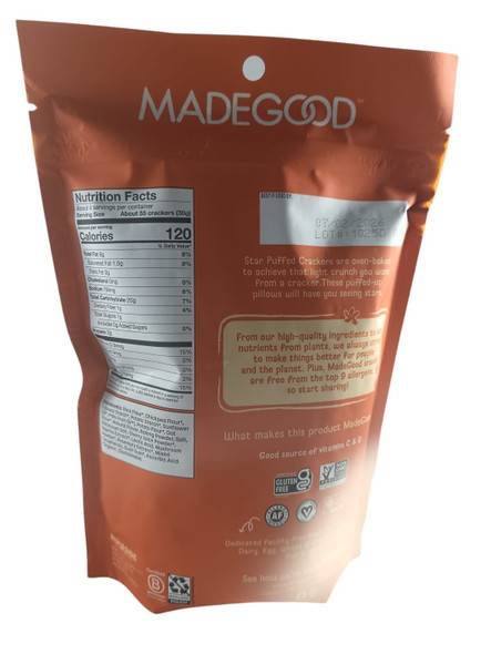Puffed Star Crackers, Cheddar, Organic, 121g - Galletas de estrellas infladas, queso cheddar, Organica, 121 g