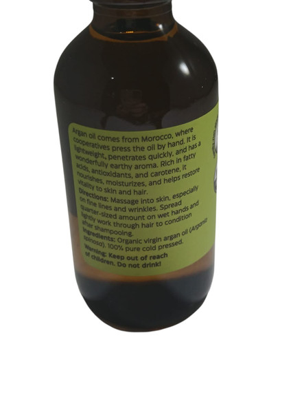 Argan Oil, Cold Pressed, Organic, 2 fl oz - Aceite de Argán, Prensado en Frío, Orgánico, 60 ml -