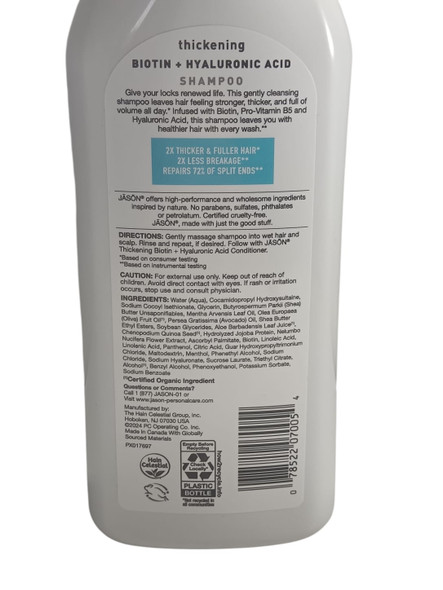 Shampoo, Biotin + Hyaluronic Acid, 16 fl oz - Champú con Biotina + Ácido Hialurónico, 473 ml