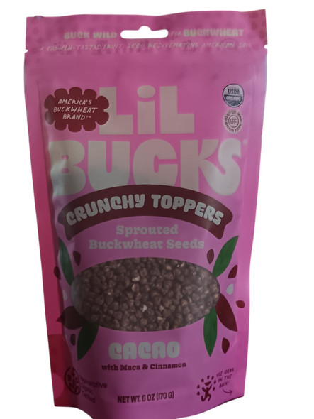 Crunchy Toppers, Sprouted Buckwheat Seeds,  Cacao with Maca & Cinnamon, Organic, 6 oz - Granos Crujientes, Semillas de Trigo Sarraceno Germinadas, Cacao con Maca y Canela, Orgánico, 170 g