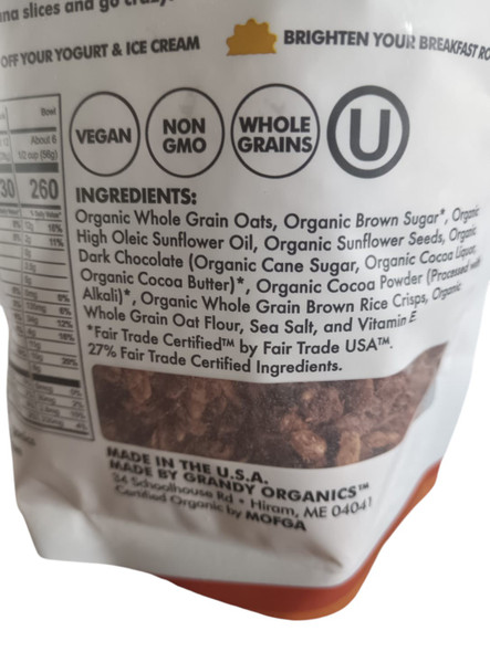 Granola, Dark Chocolate Sea Salt, Gluten Free, Organic, 12 oz - Granola, Chocolate Negro con Sal de Mar, Sin Gluten, Orgánico, 340 g