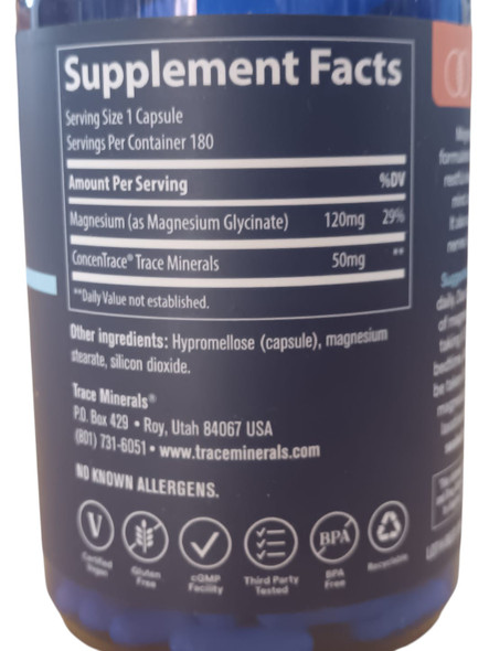 Magnesium Glycinate, 120mg, 180 Capsules - Glicinato de Magnesio, 120 mg, 180 Cápsulas