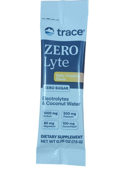 Electrolytes & Coconut Water, Salty Tropical, Zero Sugar, .26 oz - Electrolitos y Agua de Coco, Tropical Salado, Sin Azúcar, 7.5g