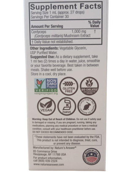 Cordyceps Extract, 1000mg per Serving, 1 fl oz - Extracto de Cordyceps, 1000 mg por dosis, 30ml