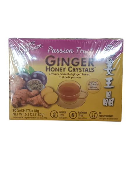 Ginger Honey Crystals, Passion Fruit, 10 Sachets - Cristales de jengibre y miel, maracuyá, 10 sobres
