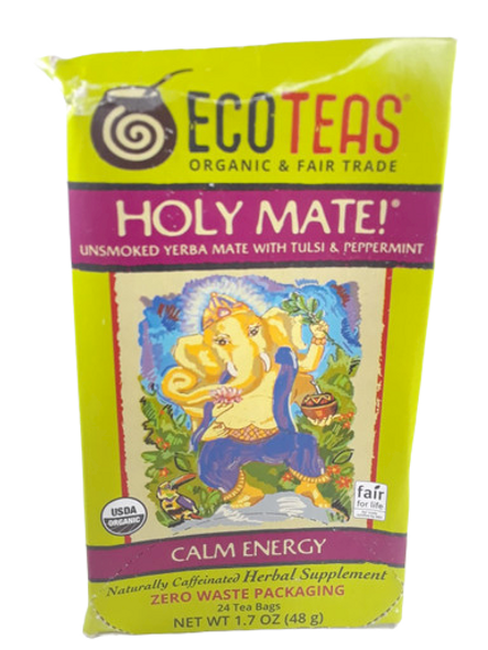 Tea, Holy Mate, Unsmoked Yerba Mate with Tulsi & Peppermint - Té, Holy Mate, Yerba Mate no ahumada con Tulsi y Menta