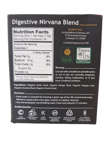 Tea, Digestive Nirvana Blend, Organic, 18 Tea Bags - Té, Mezcla de Nirvana Digestivo, Orgánico, 18 Bolsas de Té