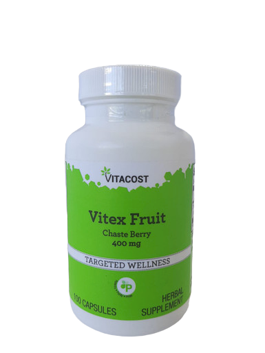 Vitex Fruit, Chaste Berry, 400 MG, 100 Capsules - Fruta Vitex, Baya Casta, 400 MG, 100 Cápsulas