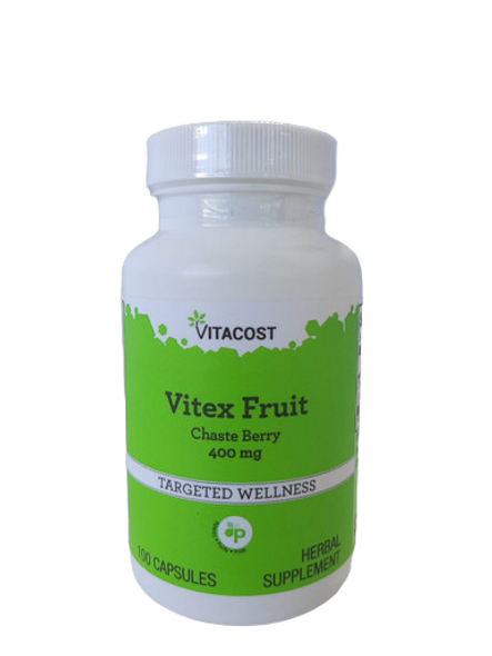 Vitex Fruit, Chaste Berry, 400 MG, 100 Capsules - Fruta Vitex, Baya Casta, 400 MG, 100 Cápsulas