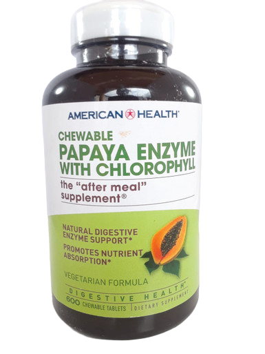 Papaya Enzyme with Chlorophyl, 600 Chewable Tablets - Enzima de Papaya con Clorofila, 600 Tabletas Masticables