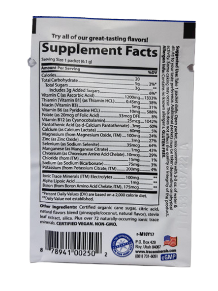 Electrolyte Vitamin C Powder, 1200 mg Vitamin C, Pineapple Coconut, .22 oz. - Polvo de Electrolito de Vitamina C, 1200 mg de Vitamina C, Coco de Piña, .22 oz.