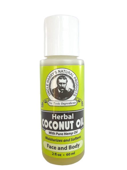 Herbal Coconut Oil, with Pure Hemp Oil, Face & Body, 2 fl oz. - Aceite herbal de coco, con aceite puro de cáñamo, para la cara y el cuerpo, 2 fl oz.