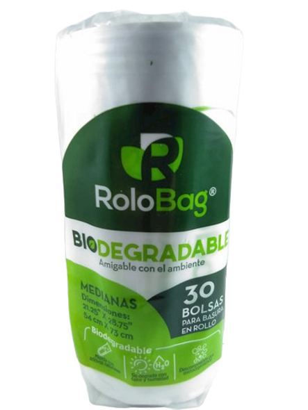 Trash Bags, Biodegradable, Medium, 21.25"x28.75", 30 Bags - Bolsas para Basura, Medianas, 54cm x 73cm, Biodegradable, 30 Bolsas