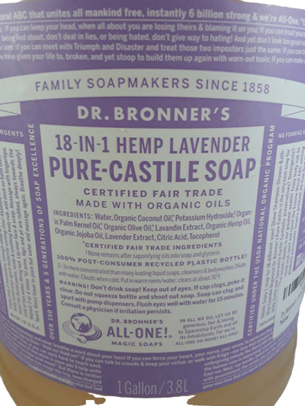 Soap, Castile, Lavender - Jabón, Castilla, Lavanda - Dr. Bronner's